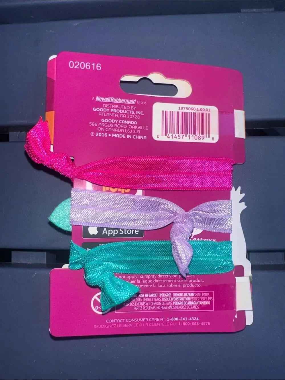 Goody Trolls Three Elastic Hair Ties Felt Floral Lavender Pink Teal green
